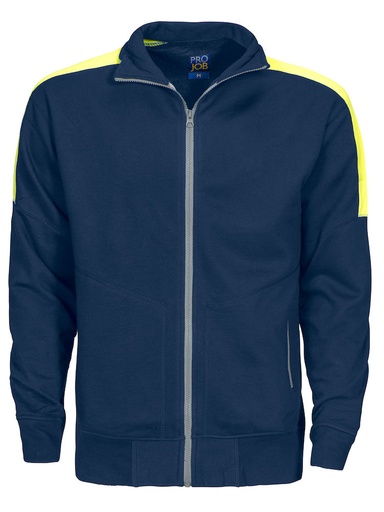 2123 BLUZA NA ZAMEK Z ODBLASKAMI NA RAMIONACH – BLUE/YELLOW