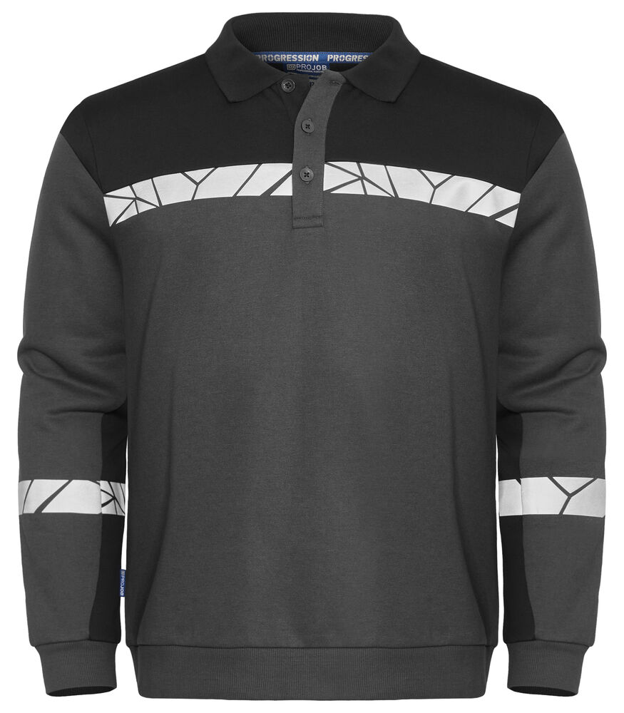 7100 Bluza Polo z długim rękawem – GREY/ BLACK
