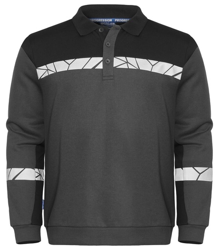 7100 Bluza Polo z długim rękawem – GREY/ BLACK