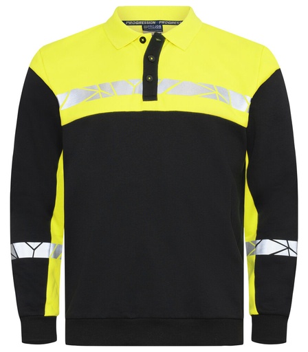 7100 Bluza Polo z długim rękawem – BLACK/ YELLOW
