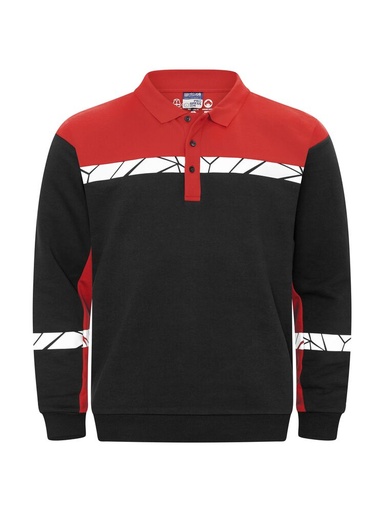 7100 Bluza Polo z długim rękawem – BLACK/ RED