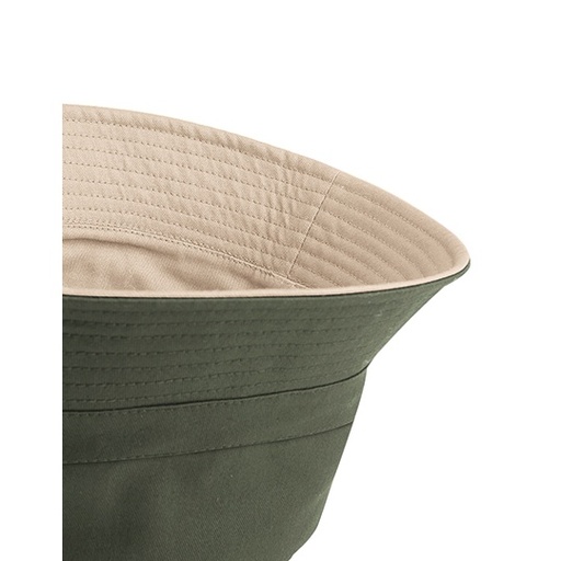 Kapelusz Dwustronny Plaski Bawełniany Twill CB686 - Olive Green & Stone