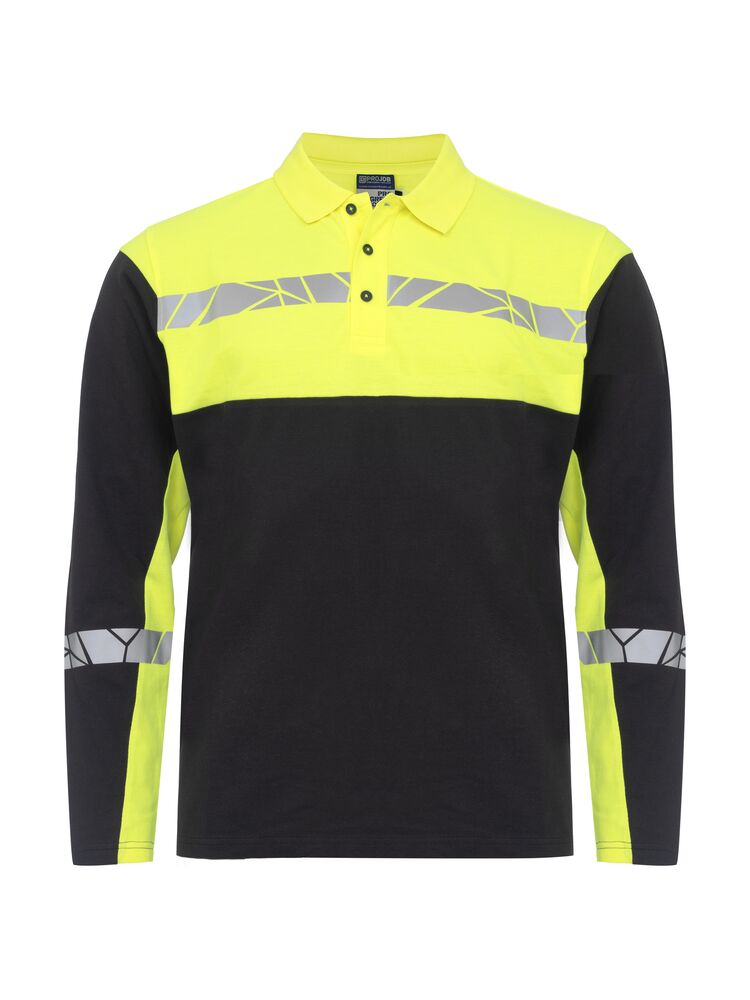 7004 Polo z długim rękawem – BLACK/ YELLOW