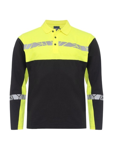 7004 Polo z długim rękawem – BLACK/ YELLOW