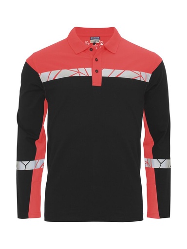 7004 Polo z długim rękawem – BLACK/ RED