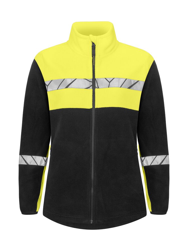 7301 Damska bluza polarowa z zamkiem – BLACK/ YELLOW