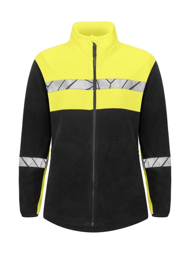 7301 Damska bluza polarowa z zamkiem – BLACK/ YELLOW