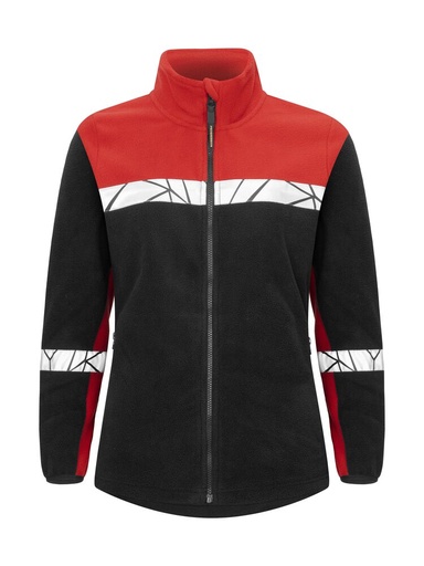 7301 Damska bluza polarowa z zamkiem – BLACK/ RED