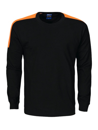 2020 T-SHIRT LONG SLEEVE Z ODBLASKAMI NA RAMIONACH – BLACK/ORANGE