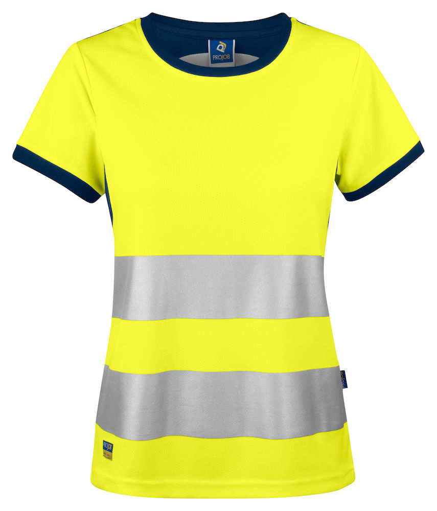 6012 T-SHIRT DAMSKI EN ISO 20471 KLASA 2/1 – YELLOW/ NAVY