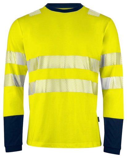 6014 T-SHIRT HV DŁUGI RĘKAW - EN ISO 20471 KLASA 3/2 – YELLOW/ NAVY