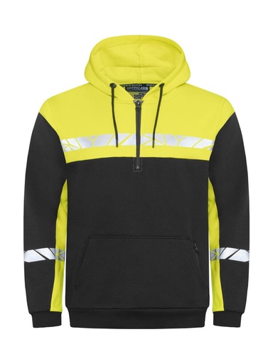 7104 Bluza 1/2 zip z kapturem – BLACK/ YELLOW