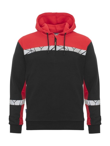 7104 Bluza 1/2 zip z kapturem – BLACK/ RED