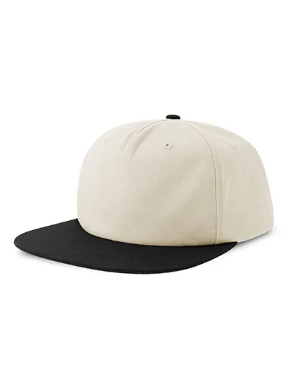 Czapka Oldschoolowa Bawelna Organiczna Recykling AT529 - Off White & Black