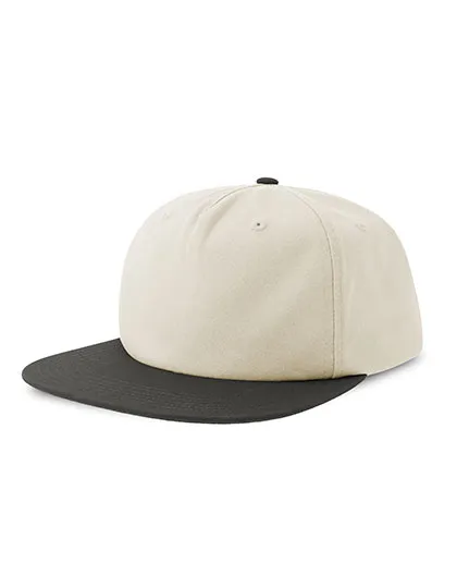 Czapka Oldschoolowa Bawelna Organiczna Recykling AT529 - Off White & Dark Grey