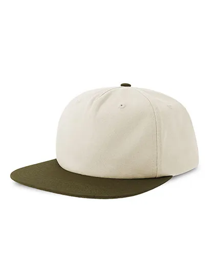 Czapka Oldschoolowa Bawelna Organiczna Recykling AT529 - Off White & Olive