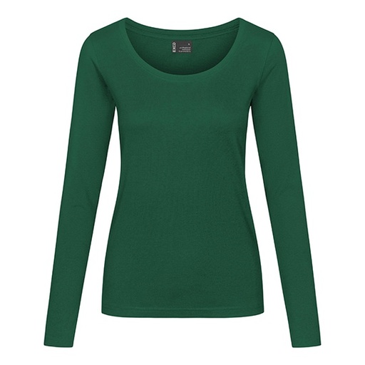 Koszulka Damska z Długim Rękawem Slim Bawełna Poliester Odporna na Mechacenie CD4095 - Forest