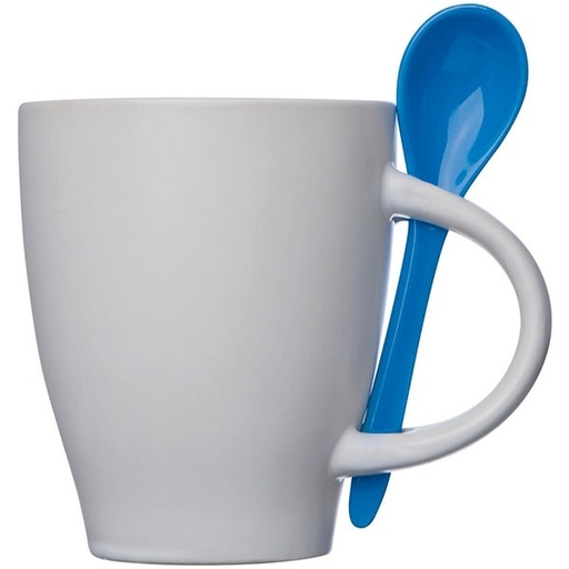 Kubek ceramiczny z łyżeczką PALERMO 250 ml 5095 - Niebieski