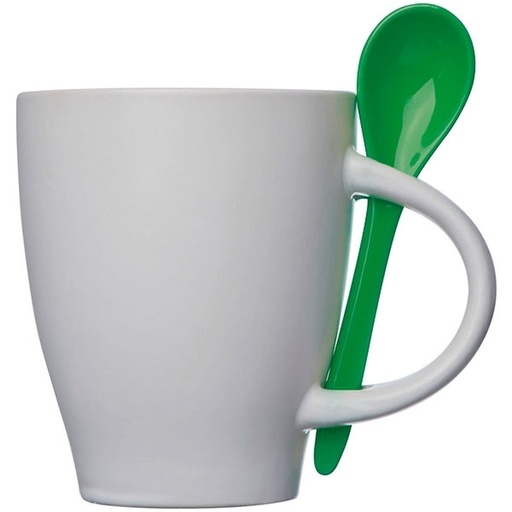 Kubek ceramiczny z łyżeczką PALERMO 250 ml 5095 - Zielony
