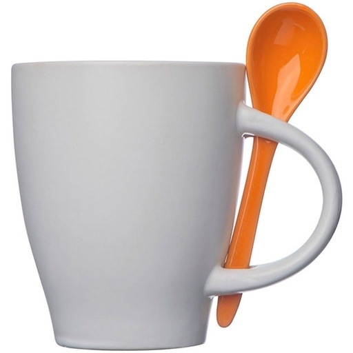 Kubek ceramiczny z łyżeczką PALERMO 250 ml 5095 - Pomarańczowy