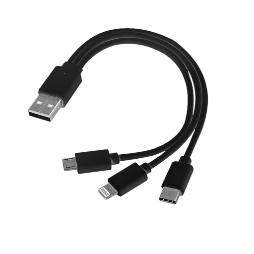 Kabel USB 3w1 micro USB + USB typ C + Lightning EG ZT7 - Czarny
