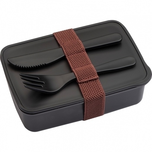 Lunch box ze sztućcami VIGO 600 ml 2659 - Czarny