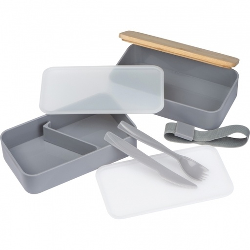 Lunch box 2x600 ml ze sztućcami PESCARA 2531 - Szary