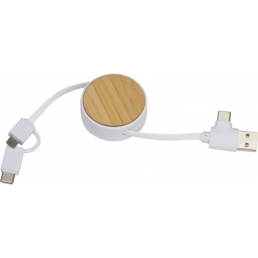 Kabel do ładowania bambusowy GRONINGEN 3199 - Beżowy
