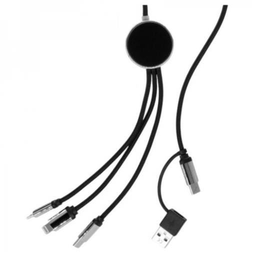 DŁUGI KABEL 4W1 Z PODŚWIETLANYM LOGO, W102TG EG0588 - Czarny