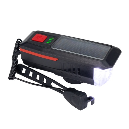 Lampka rowerowa solarna z klaksonem, MC-5 EG05899 - Czarna