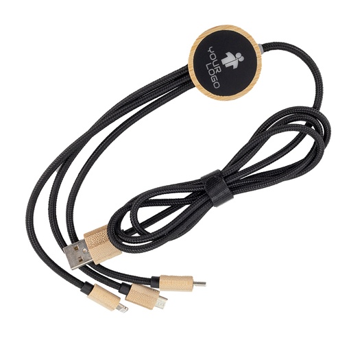 Długi kabel 3w1 z podświetlanym logo LH-ZMU06 EG0591 - Beżowy