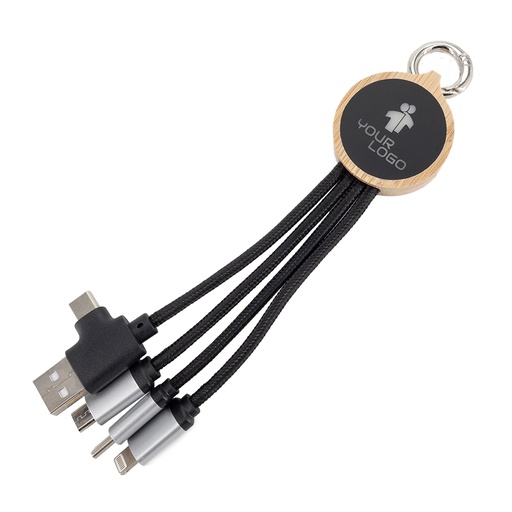 Kabel 4w1 z podświetlanym logo, LH-ZMU05 EG0592 - Beżowy