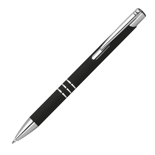 Długopis z aluminium z recyklingu półżelowy soft touch DUNMORE 3991 - Czarny