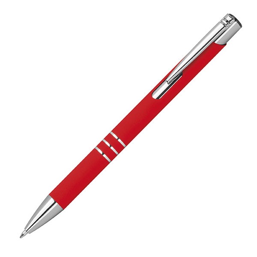 Długopis z aluminium z recyklingu półżelowy soft touch DUNMORE 3991 - Czerwony