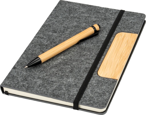 Notes A5 w linie z papieru z recyklingu z długopisem WALSALL 4379 - Szary