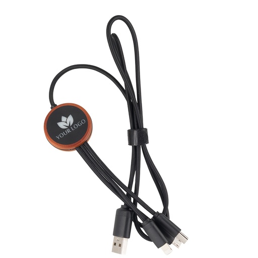 Kabel 3w1 z podświetlanym logo, LH-ZM04 EG0609 - Beżowy