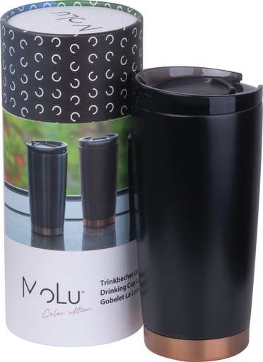 Kubek termiczny stalowy z recyklingu LA LOUVIERE MoLu 540 ml 5350 - Czarny