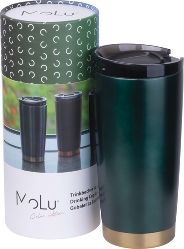 Kubek termiczny stalowy z recyklingu LA LOUVIERE MoLu 540 ml 5350 - Ciemnozielony