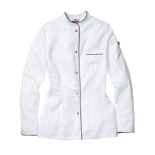 Bluza Kucharska Damska Slim Lyocell Poliester Wysokie Wchlanianie Wilgoci CGW3630 - White & Black