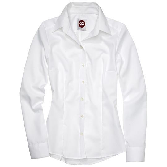 Dopasowana koszula damska z długim rękawem - White