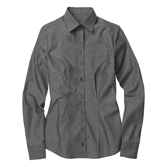 Damska bluzka slim z długim rękawem - Dark Grey