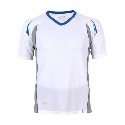 Koszulka sportowa Slim z krótkim rękawem raglanowym CN120 - White & Royal Blue