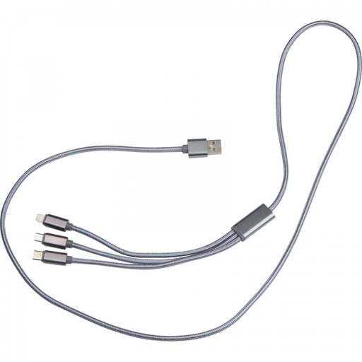 Kabel 3w1 do ładowania długi 120 cm WINCENTY 32663 - Szary