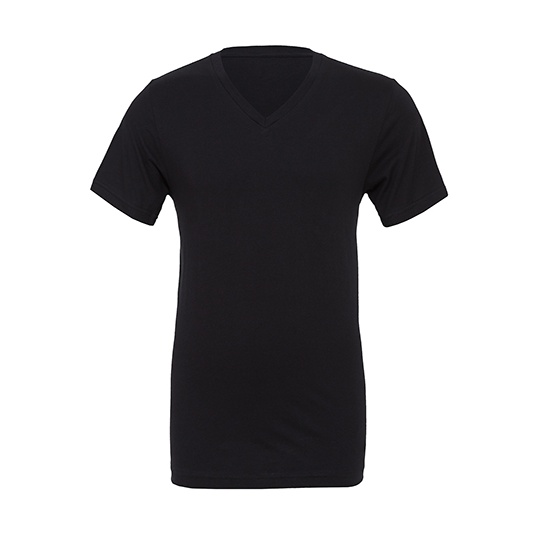 T-shirt unisex slim z dekoltem V, krótki rękaw - Black