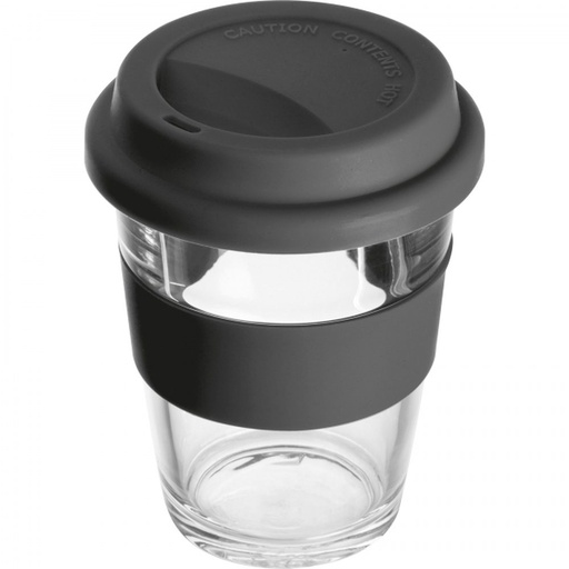 Kubek szklany z pokrywką 300 ml AMANDA 62572 - Czarny