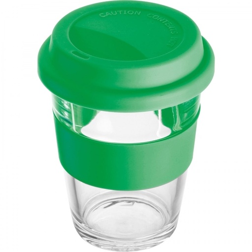 Kubek szklany z pokrywką 300 ml AMANDA 62572 - Zielony