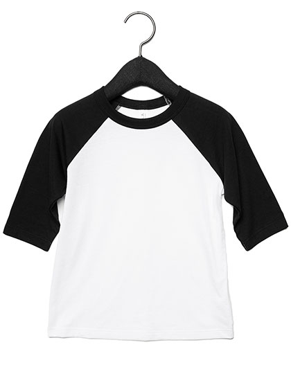 Koszulka baseballowa dziecięca z rękawem 3/4  - White & Black