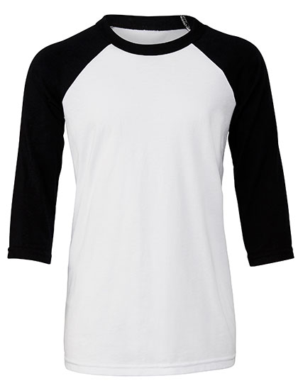 Młodzieżowa koszulka baseballowa z rękawem 3/4  - White & Black