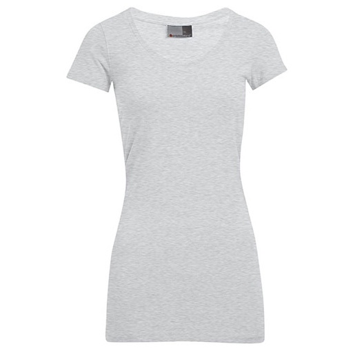 T-shirt Damski Dopasowany Dlugi Bawelna Elastan E3087 - Sports Grey (Heather)