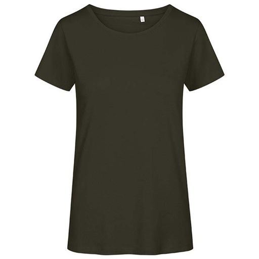 T-shirt Damski Slim Bawełna Organiczna E3095 - Khaki